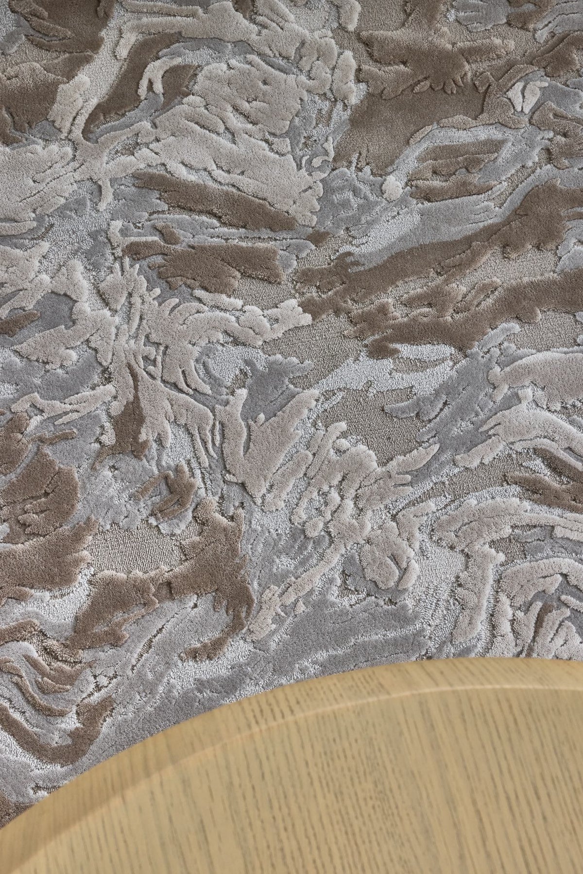 Close up image of the woodgrain rug designed by designer rugs