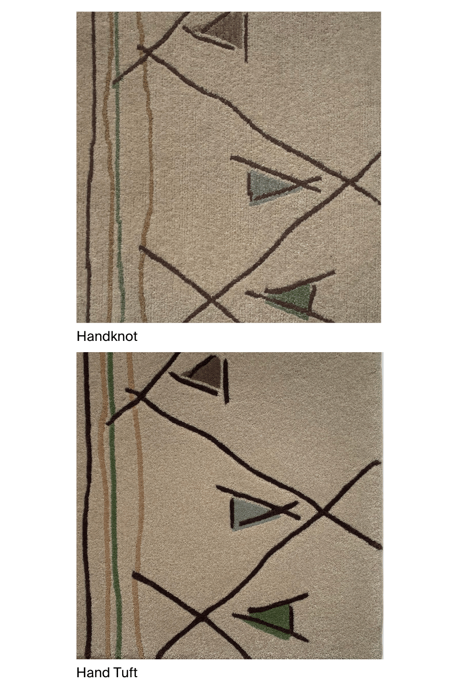 overhead image of the Fjell sample in hadknot and handtuft
