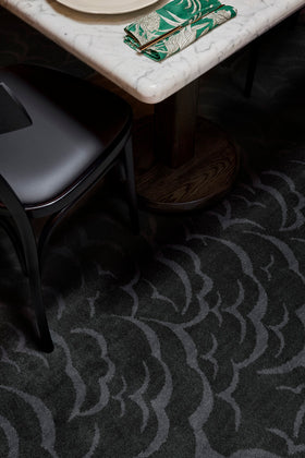 overhead image of the Cloud dark night axminister carpet designed by house of heras