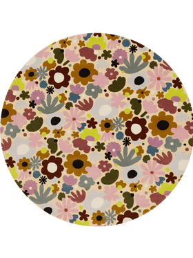 image of the Skippy garden buttercup floral round rug designer rugs by castle