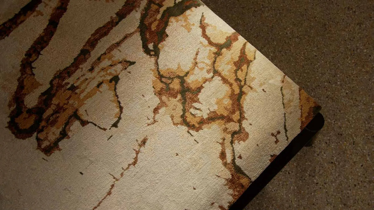 Sunlight falling across a rug