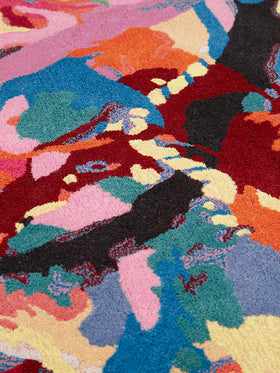 close up image of the splat rug designed by jordan gogos