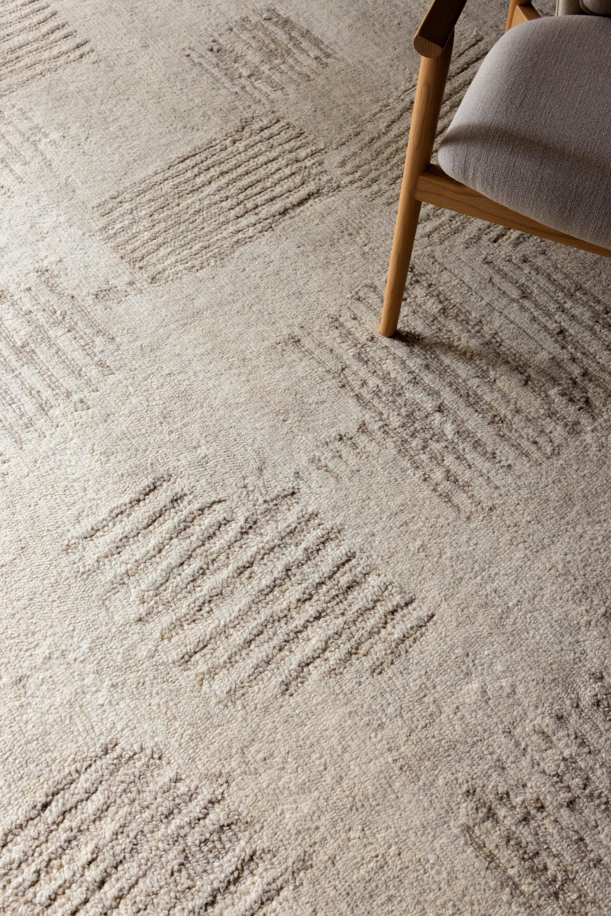 close up image of the Valais cream rug designed by designer rugs