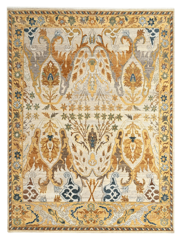 overhead image of the Solenne Gold rugs designed by designer rugs