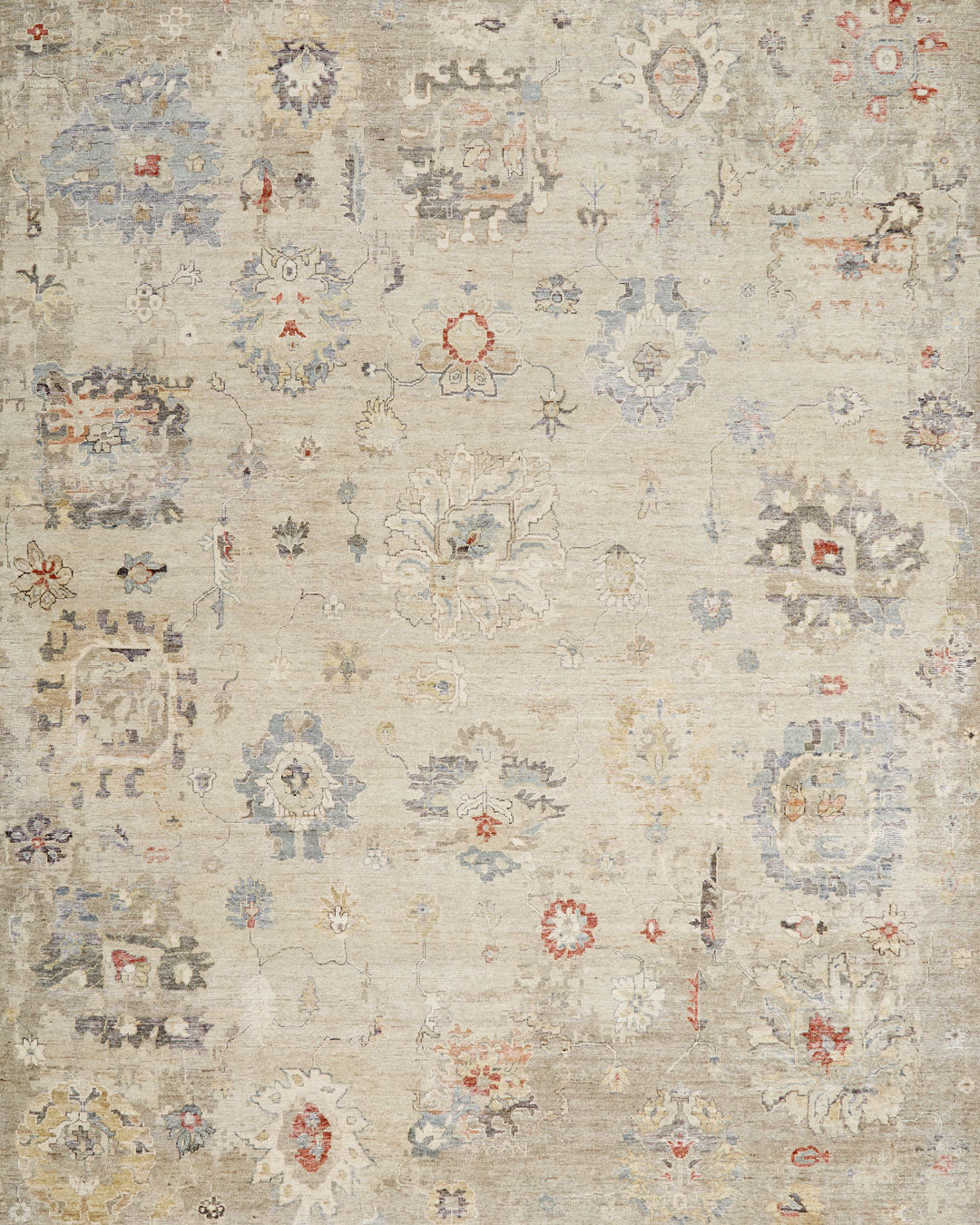 Overhead image of traditional Andalusia rug in beige colour