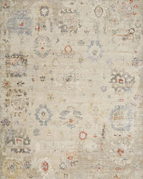 Overhead image of traditional Andalusia rug in beige colour