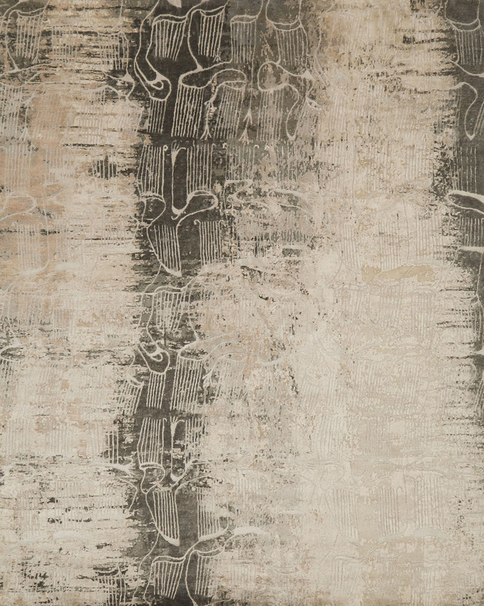 Overhead view of abstract Anubis rug in beige colour
