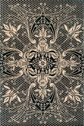 overhead of lace rug by catherine martin