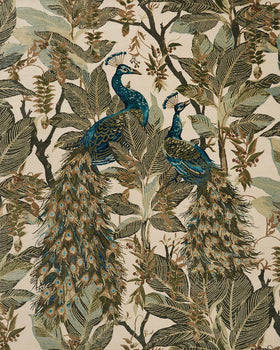 Overhead image of the Royal peacock rug designed by catherine marting