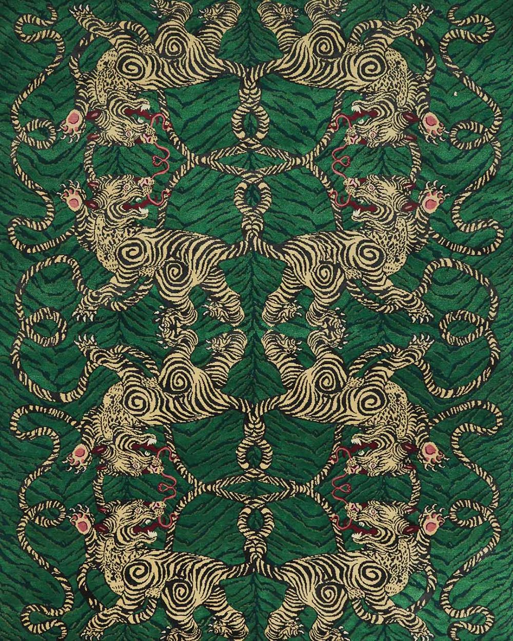 A overhead image of the Tiger knot jade rug designed by Catherine Martin.