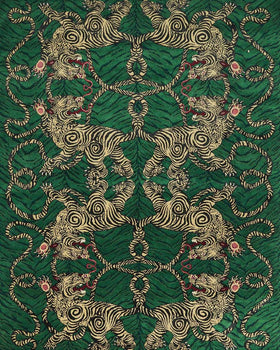 A overhead image of the Tiger knot jade rug designed by Catherine Martin.