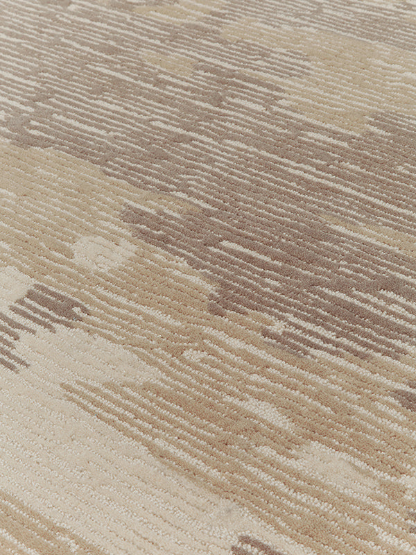 close up image of the Rhodium multi Beechwood rug
