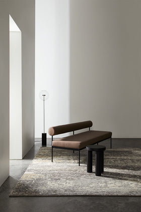 Living room image of textural Cayman rug in grey colour