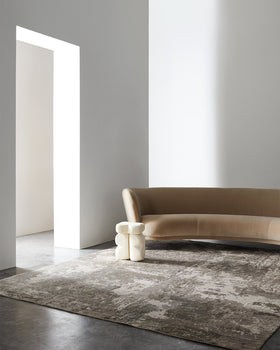 Living room view of Gemini rug in grey colour
