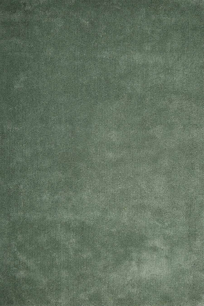 Overhead view of textured Coral Cut Pile rug in green colour