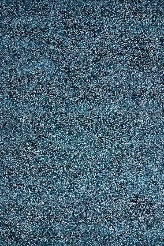 Overhead view of textured Coral Shag rug in teal blue colour