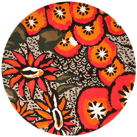 overhead of passion flower round rug by easton pearson