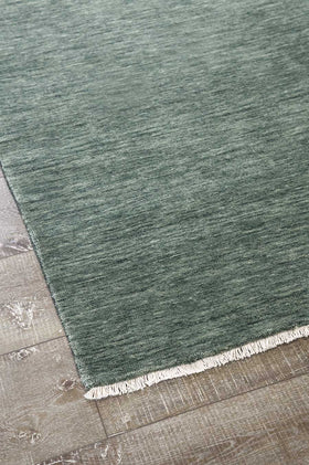 Detailed view of textured Zen rug in green colour