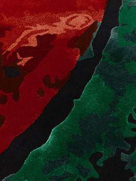Close up image of the Flame Queen ug by Emma Elizabeth for Designer Rug