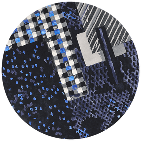 overhead of materiality 1 blue round rug by emma elizabeth designs