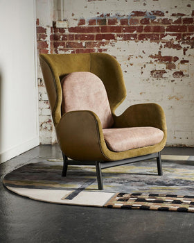 location shot of materiality 3 green rug by emma elizabeth designs