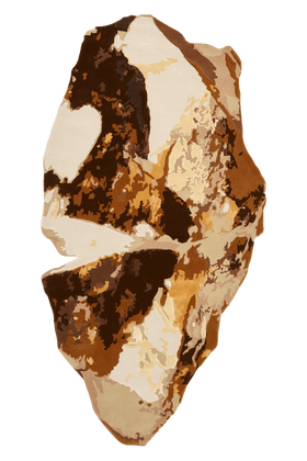 ovehead image of the Aurora terra shaped rug designed by Emma elizabeth