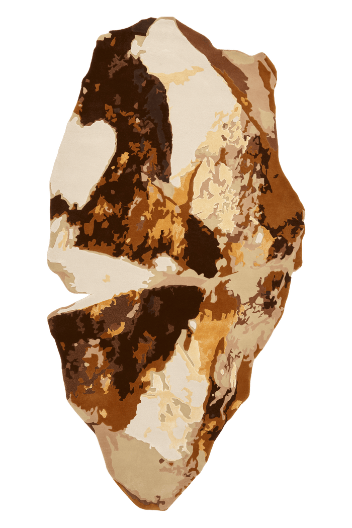 ovehead image of the Aurora terra shaped rug designed by Emma elizabeth 