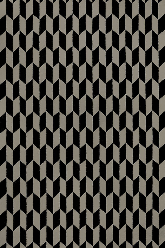 Overhead view of Christian geometric Axminster carpet by Greg Natale