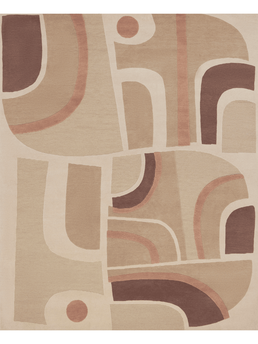 overhead image of the Dura handknot rug designed by Greg Natale