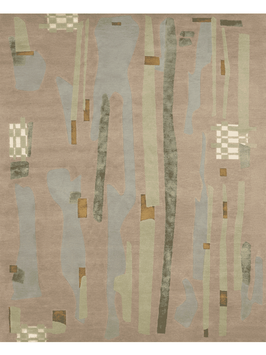 overhead image of the Freddo handknot rug designed by Greg Natale