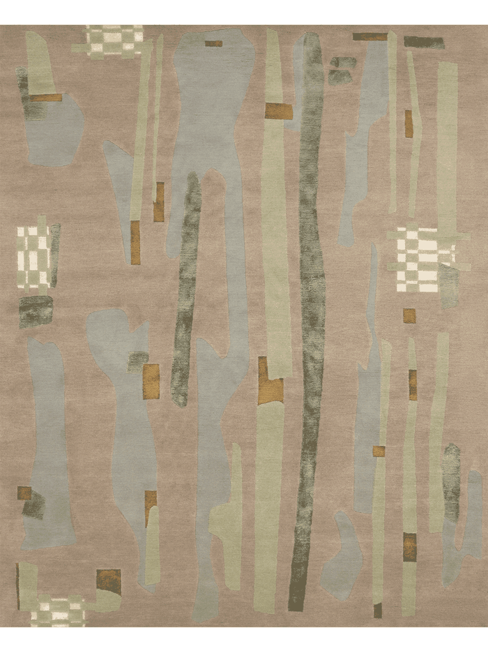 overhead image of the Freddo handknot rug designed by Greg Natale