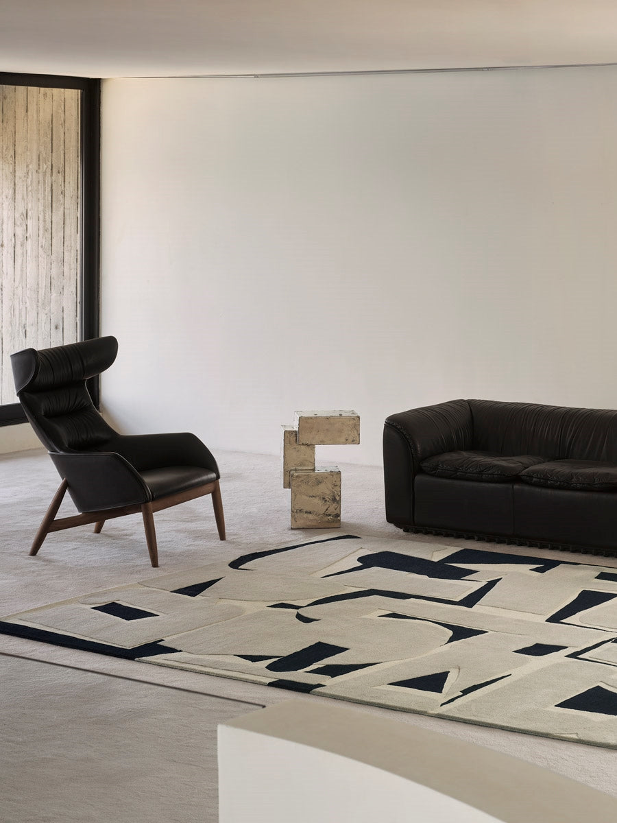 Terroso handknot rug by Greg Natale styled in a modern interior – luxury designer wool rug with earthy tones and textured pattern, perfect for contemporary Australian homes
