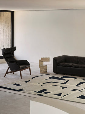 Terroso handknot rug by Greg Natale styled in a modern interior – luxury designer wool rug with earthy tones and textured pattern, perfect for contemporary Australian homes