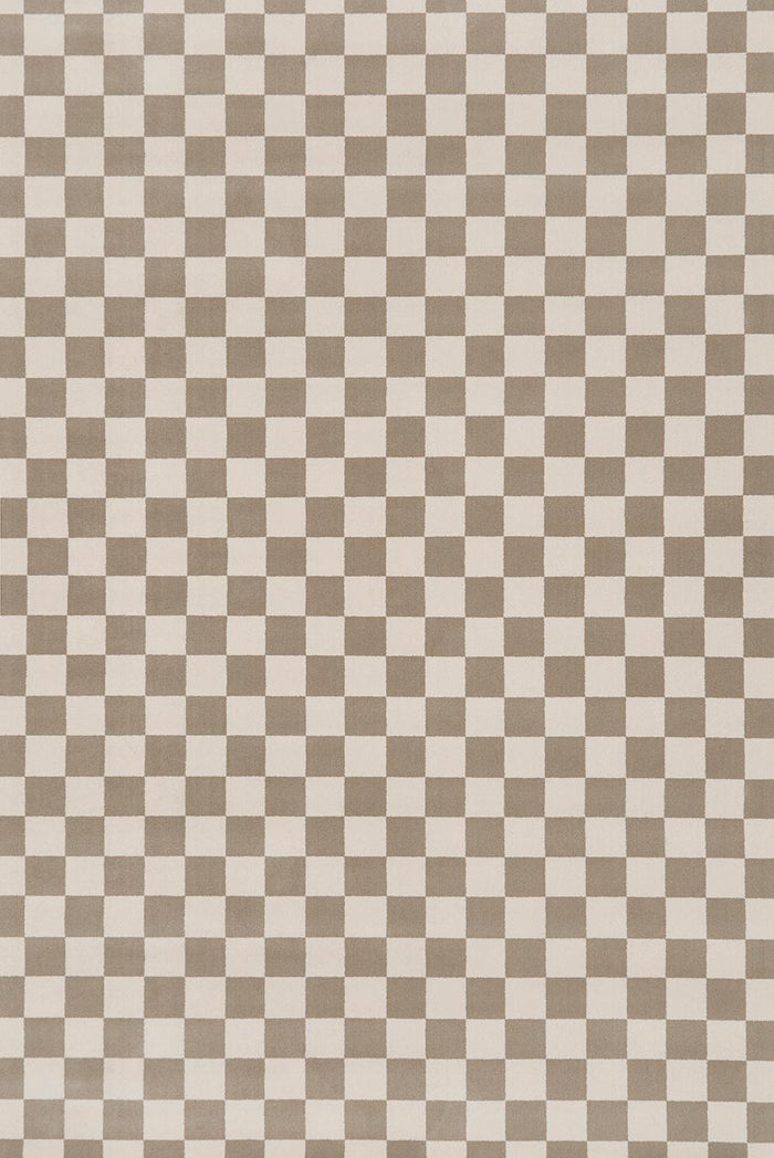Overhead view of Match checked grey Axminster carpet by Greg Natale