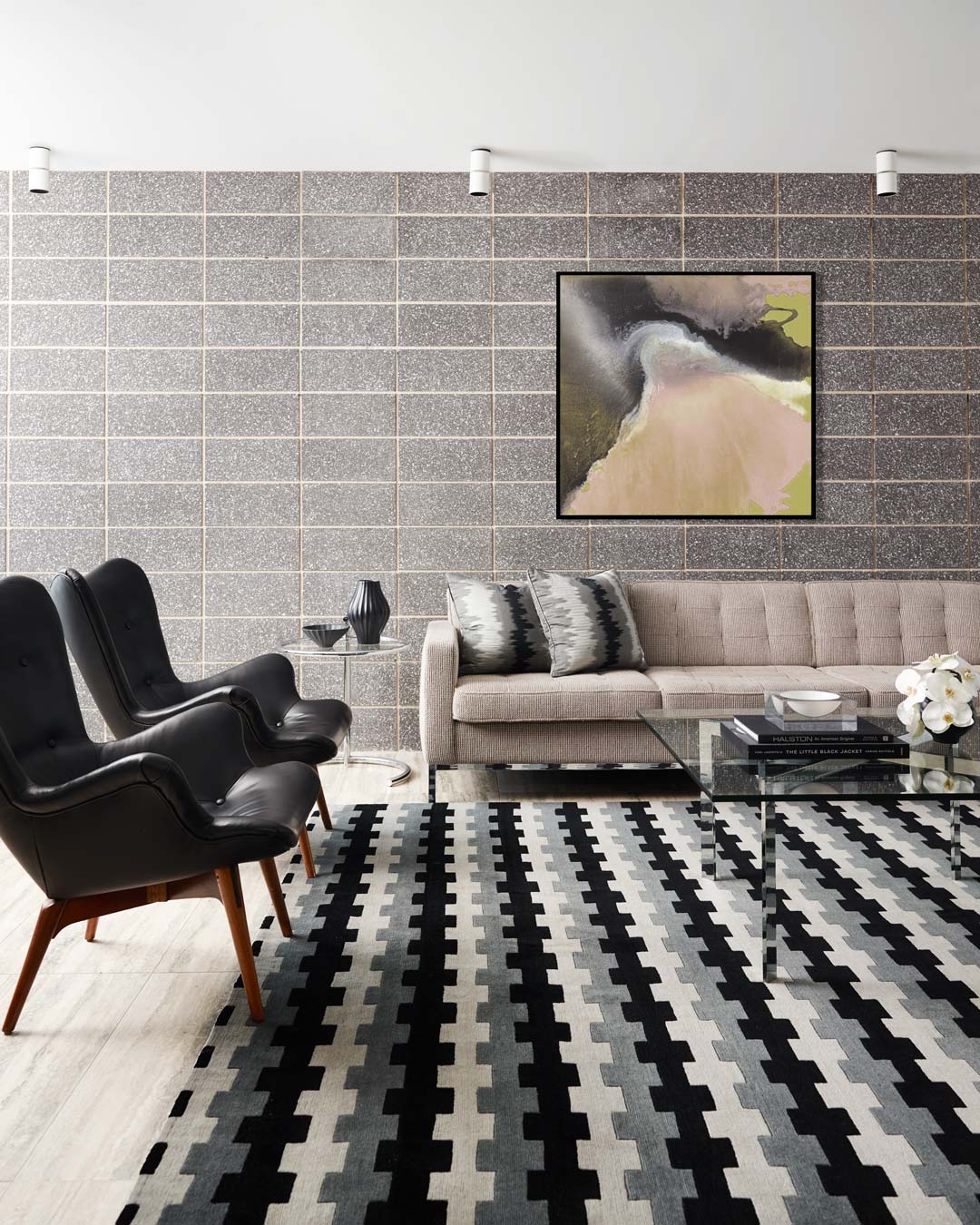 location living room shot of memphis rug by greg natale