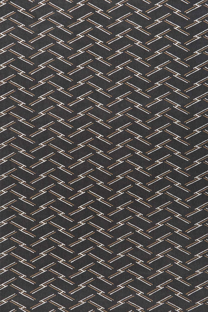 Overhead view of Windsor brown geometric Axminster carpet by Greg Natale
