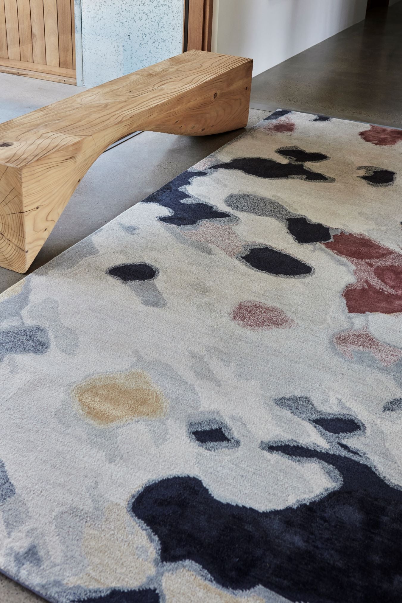 close up image of the petale rug designed by hare& Klein