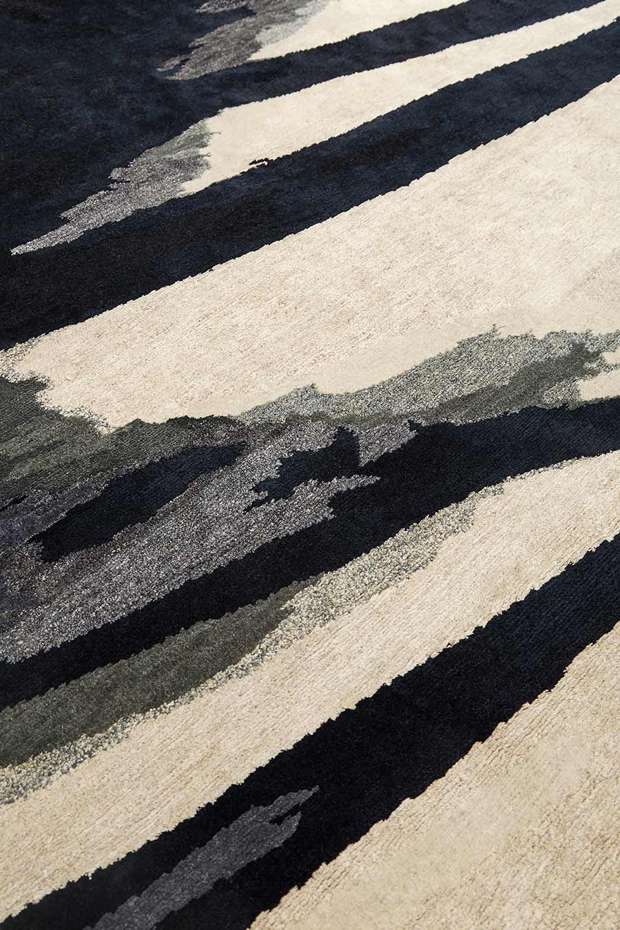 Detailed image of painterly Canopy rug by Hare + Klein