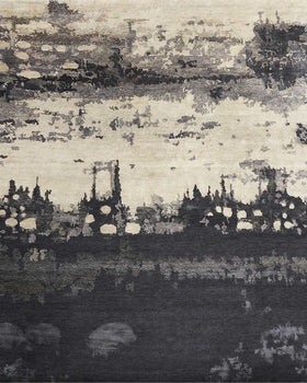 Overhead image of abstract Haze rug by Hare + Klein