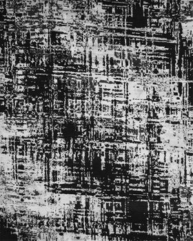 Overhead image of distressed Hatched rug in black colour