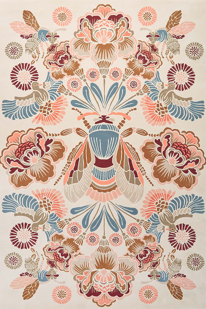 Overhead image of floral Honeybee rug by House Of Heras