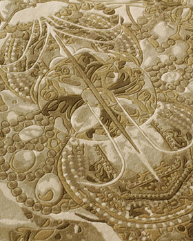 Detailed image of The Palazzo Jewels rug by Megan Hess in gold colour