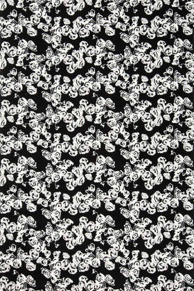 Overhead view of Iona black and white floral Axminster carpet