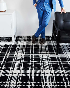 Image of Kintore black and white tartan Axminster carpet