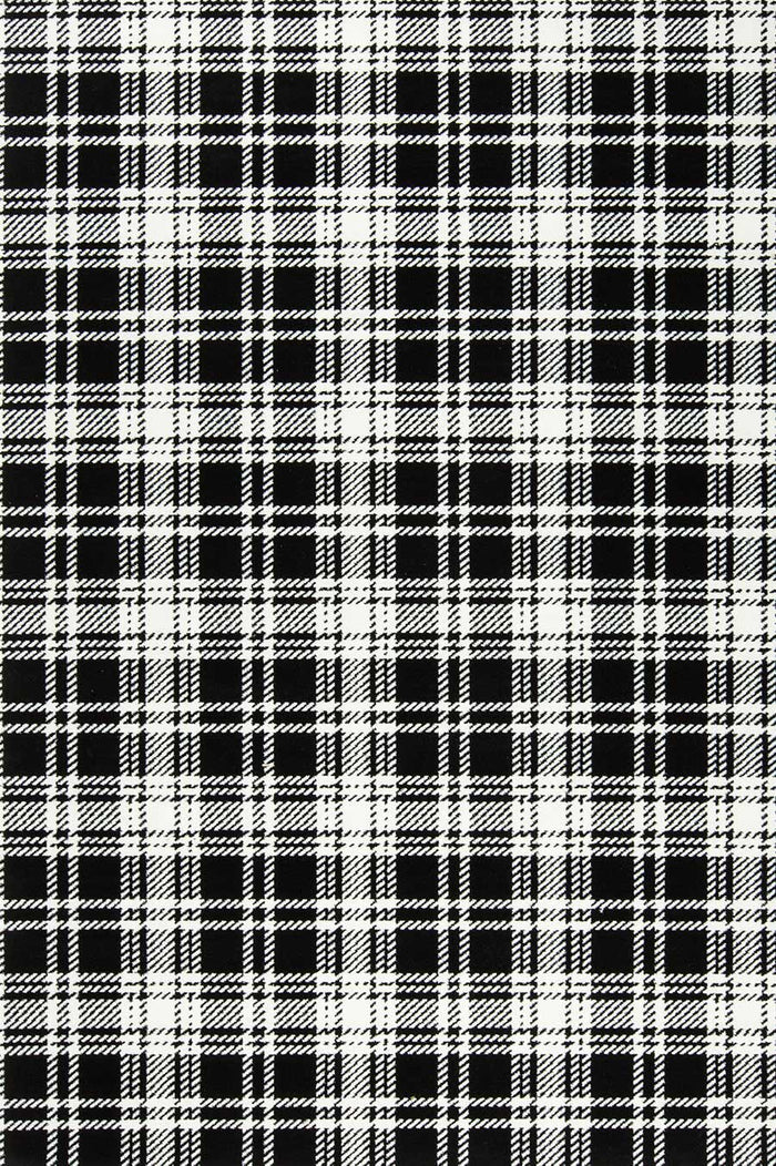 Overhead view of Kintore black and white tartan Axminster carpet