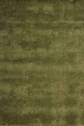 Overhead view of textured Napoleon Shag rug in olive green colour