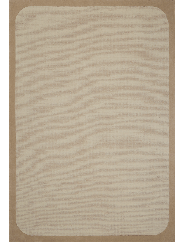 overhead image of the wolfram white salt rug with border
