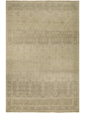 overhead image of the Leila Amber handknot rug