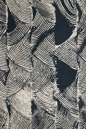 Overhead image of the Tassel Fern rug designed by Shibori