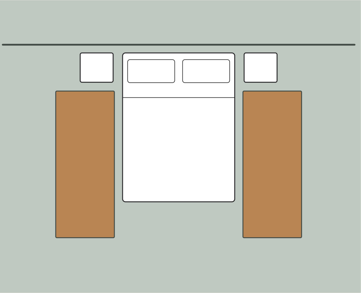 Diagram: a runner either side of the bed